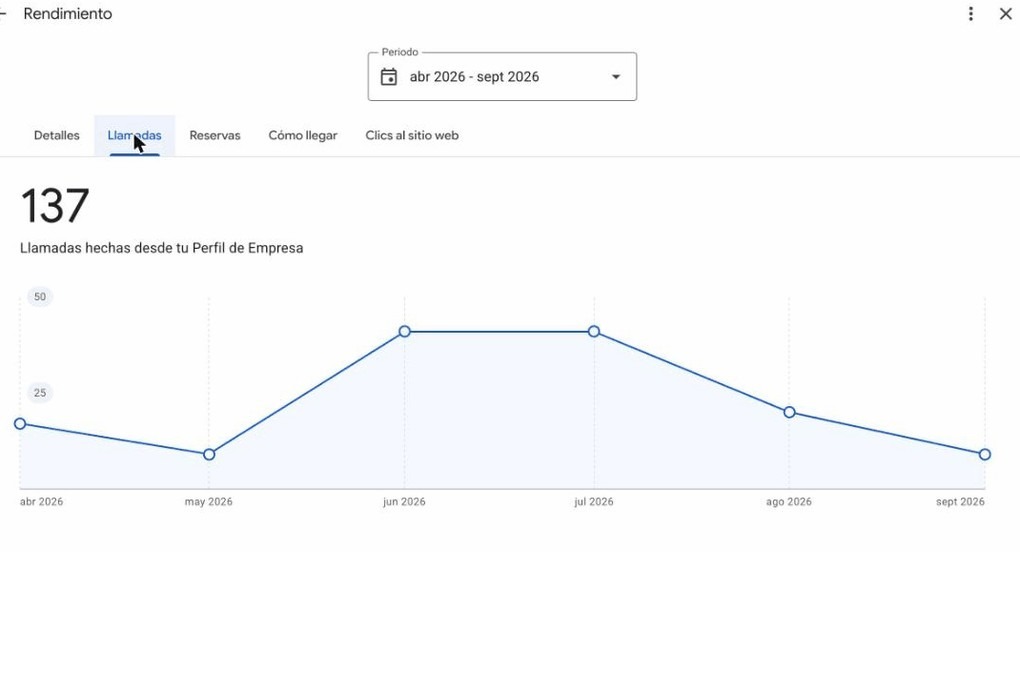 Llamadas a un cliente desde su ficha de Google durante 6 meses