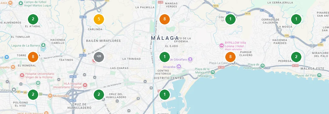 Rejilla de posicionamiento en Google Maps en Málaga